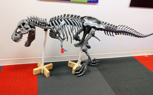 a huge 3d-printed t-rex