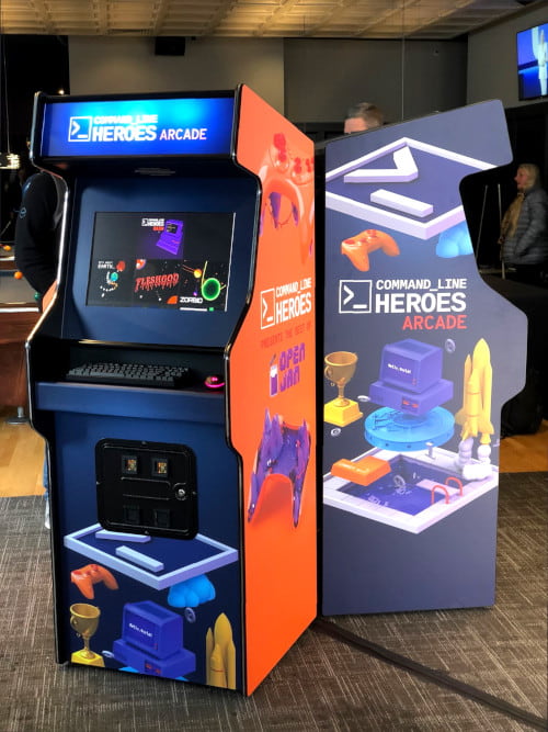 Command Line Heroes arcade cabinets